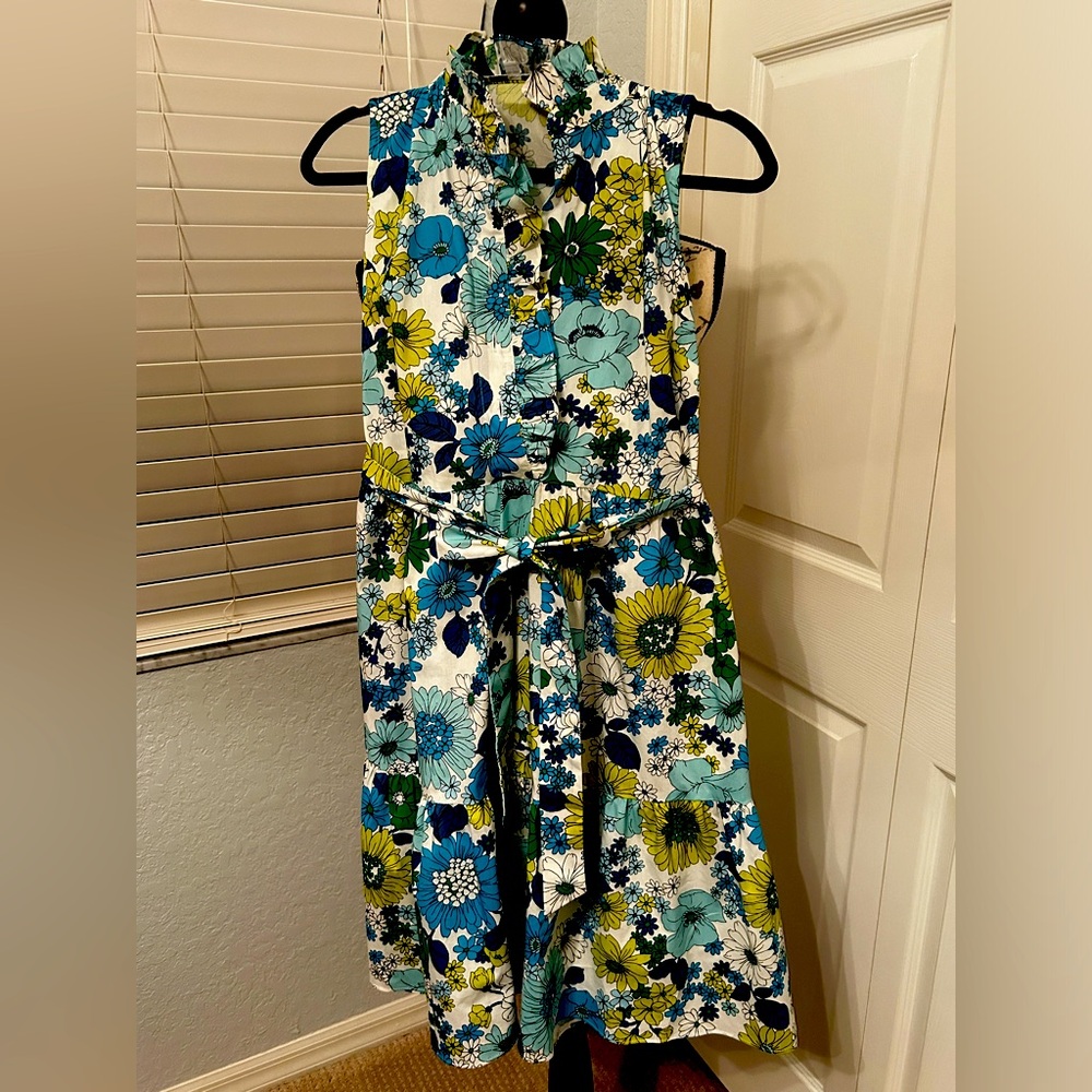 Sandra Darren summer dress with flirty collar, Sz 8